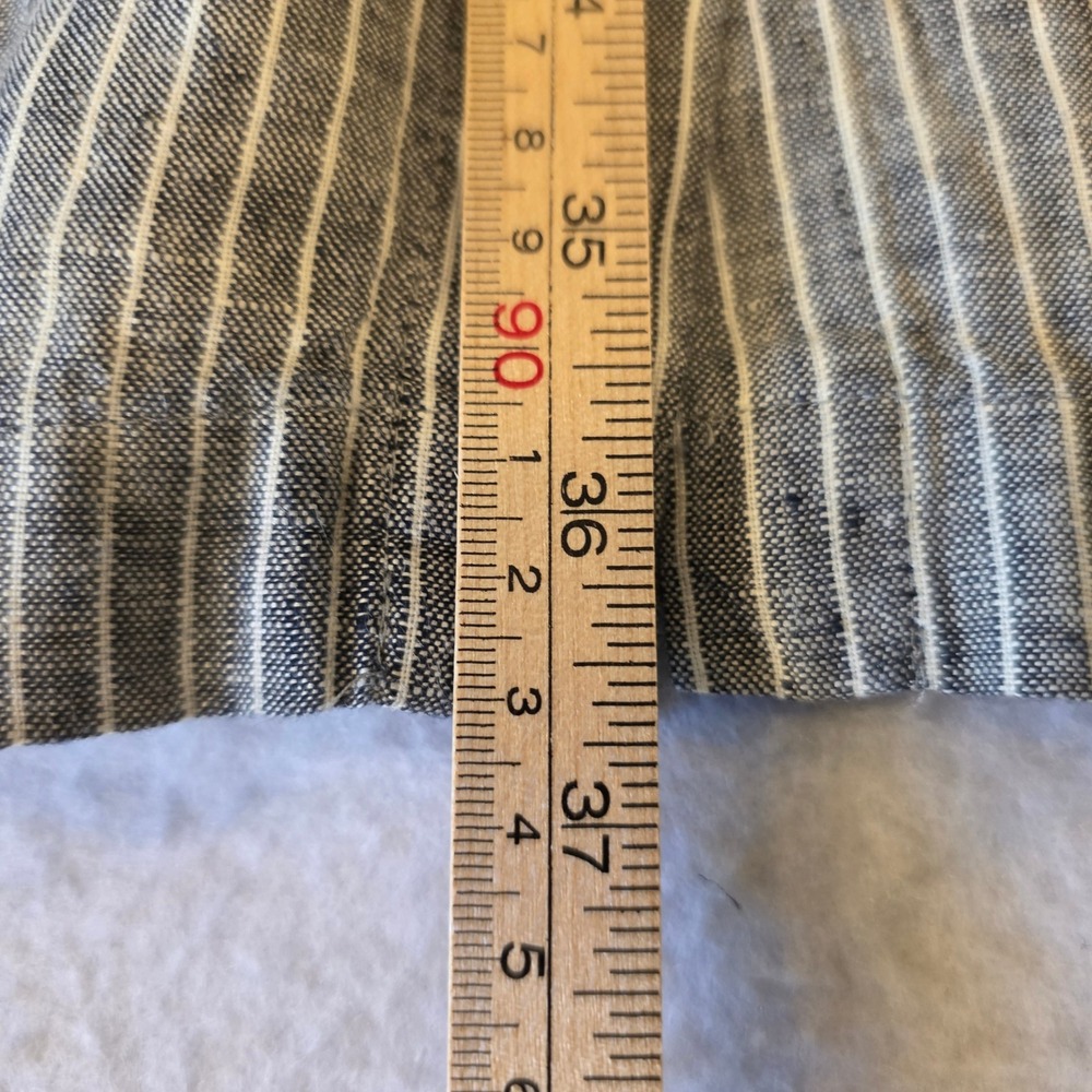 J.Jill Love Linen Pinstripe Shirt Dress Grey White 100% Linen Small 3/4 Sleeve - Picture 7 of 8